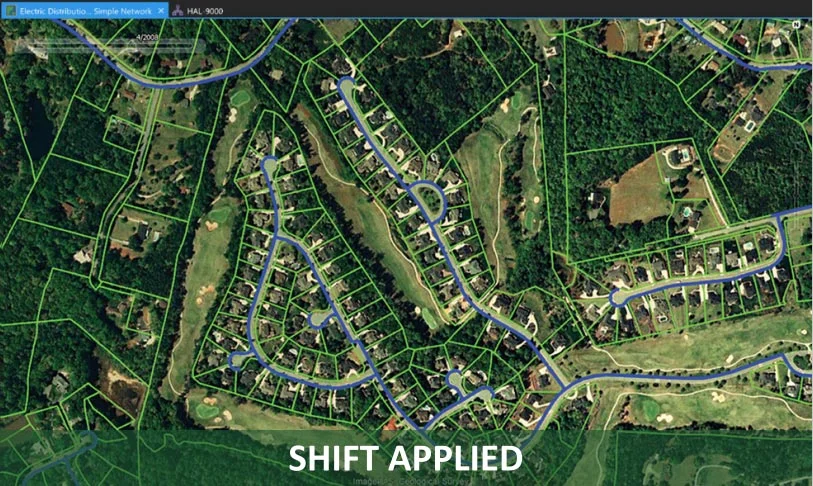 Shift applied: the network has been rigorously adjusted onto the new landbase.